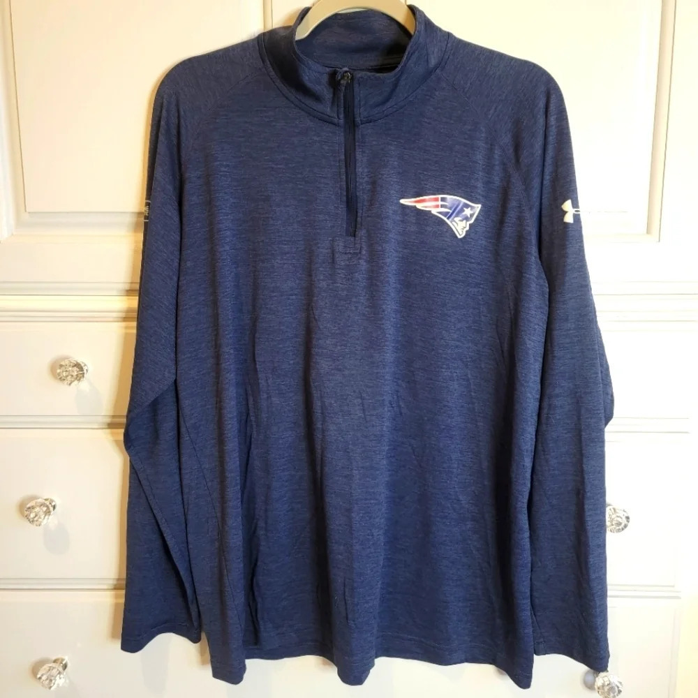 NFL NE Patriots Combine Authentic Under Armour Navy Pullover. Size Men's L